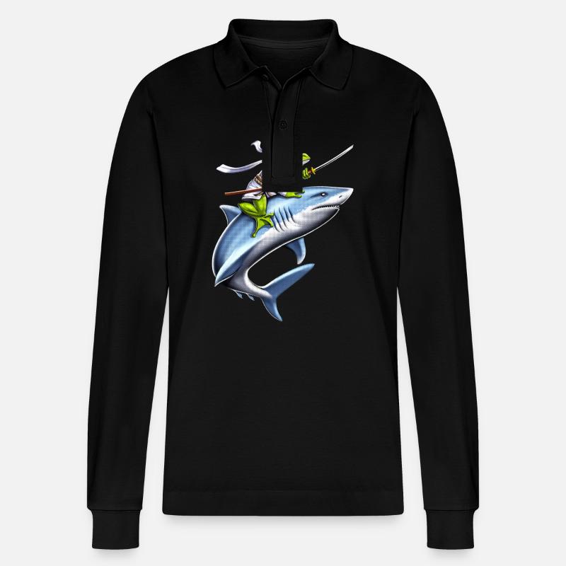 Grenouille Samouraï Ninja Équitation Requin - Polo à manches longues bio PREPSTER Stanley/Stella Unisexe - noir