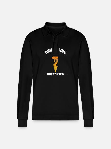 Bouldering enjoy the Way - Stanley/Stella Organic Unisex Long-Sleeved Polo Shirt Prepster - black