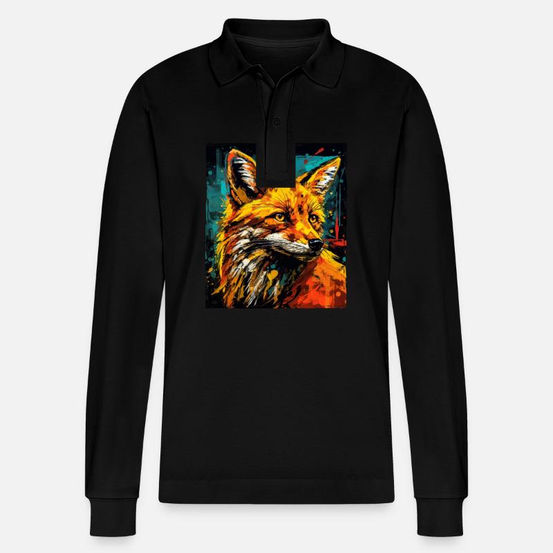 Fuchs Portrait - Stanley/Stella Unisex Bio-Langarm-Poloshirt Prepster - Schwarz