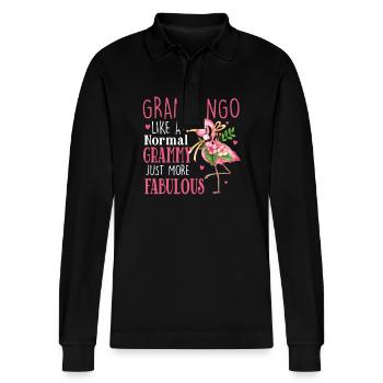 Flamingo Grammingo comme un Grammy Gifts normal - Polo à manches longues bio PREPSTER Stanley/Stella Unisexe - noir - Devant - Anna (173cm) & Nico (186cm)