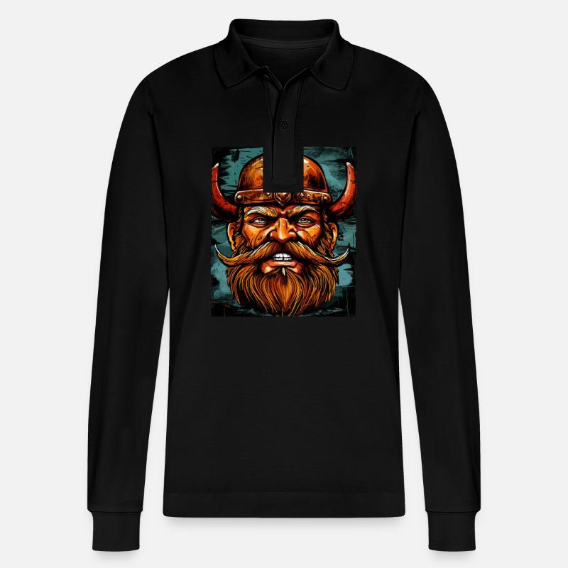 Guerrier Viking Valhalla Odin - Polo à manches longues bio PREPSTER Stanley/Stella Unisexe - noir