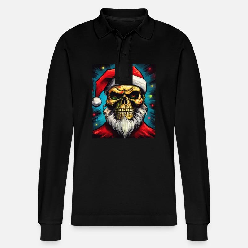 Weihnachtsmann Totenkopf - Stanley/Stella Unisex Bio-Langarm-Poloshirt Prepster - Schwarz