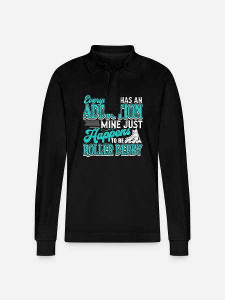 Roller Derby Roller Derby Addiction - Stanley/Stella Organic Unisex Long-Sleeved Polo Shirt Prepster - black