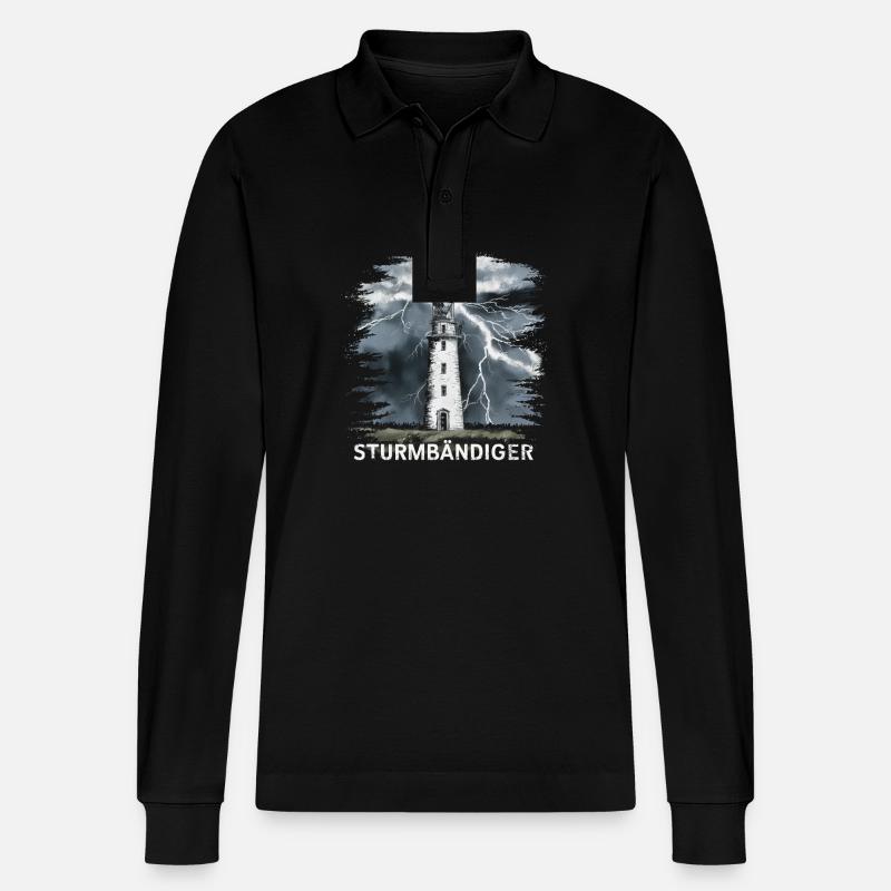 Sturmbändiger Leuchtturm Gewitter Kraftvoll - Stanley/Stella Unisex Bio-Langarm-Poloshirt Prepster - Schwarz
