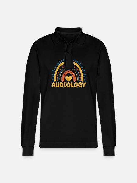 Audiology Gift - Stanley/Stella Organic Unisex Long-Sleeved Polo Shirt Prepster - black