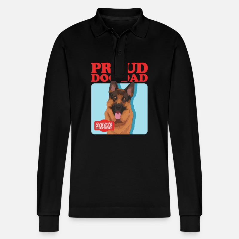 Schäferhund Dad Deutsche Schäferhunde Geschenk - Stanley/Stella Unisex Bio-Langarm-Poloshirt Prepster - Schwarz