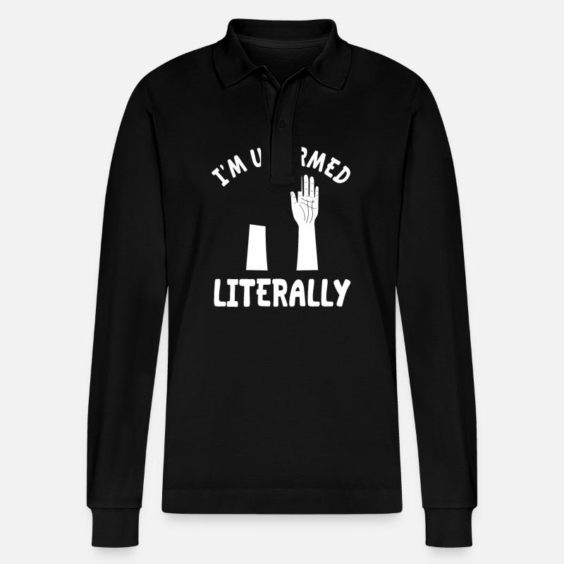 Handamputierter Witz - Stanley/Stella Unisex Bio-Langarm-Poloshirt Prepster - Schwarz