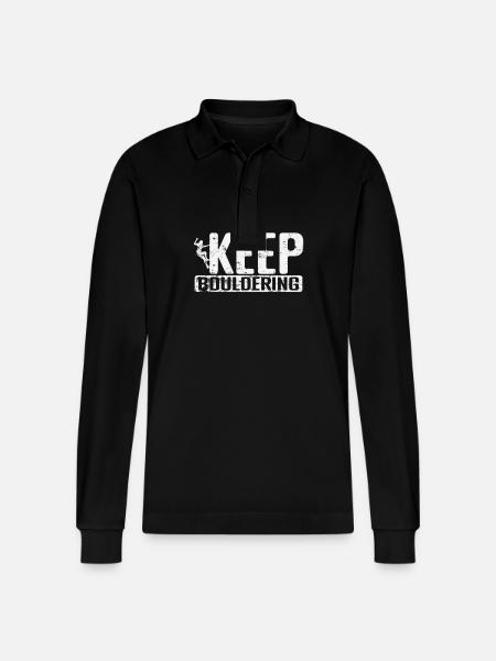 Keep Bouldering - Stanley/Stella Organic Unisex Long-Sleeved Polo Shirt Prepster - black
