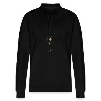 Climbing wall bouldering - Stanley/Stella Organic Unisex Long-Sleeved Polo Shirt Prepster - black - Front - Anna (173cm) & Nico (186cm)