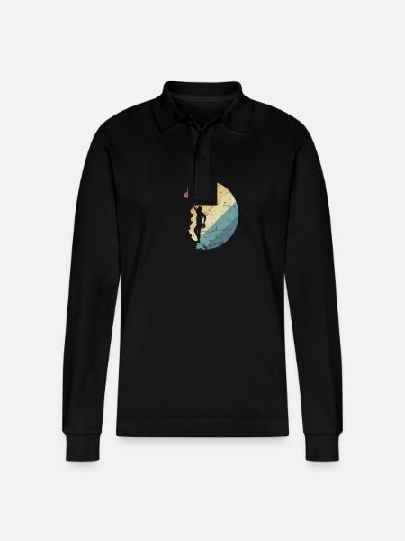 Bouldering at night - Stanley/Stella Organic Unisex Long-Sleeved Polo Shirt Prepster - black
