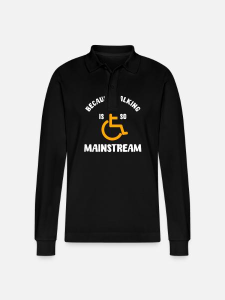 Wheelchair Driver Humor - Stanley/Stella Organic Unisex Long-Sleeved Polo Shirt Prepster - black