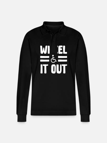 Wheelchair – Wheel It Out - Stanley/Stella Organic Unisex Long-Sleeved Polo Shirt Prepster - black