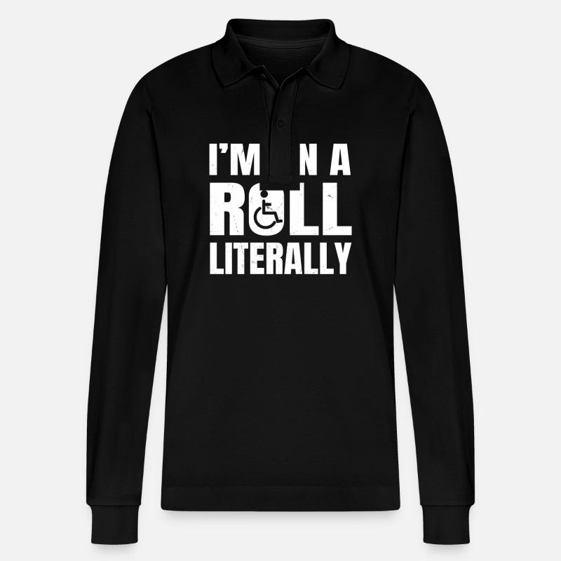 Rollstuhl - Stanley/Stella Unisex Bio-Langarm-Poloshirt Prepster - Schwarz