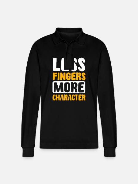Finger amputees - Stanley/Stella Organic Unisex Long-Sleeved Polo Shirt Prepster - black