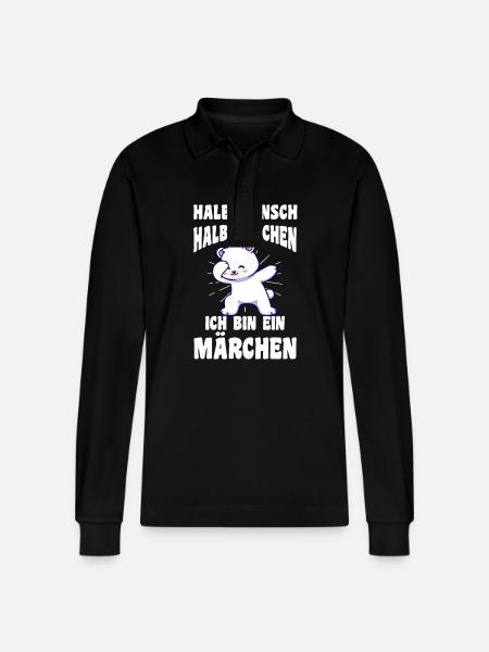 Half Human, Half Bear - Stanley/Stella Organic Unisex Long-Sleeved Polo Shirt Prepster - black