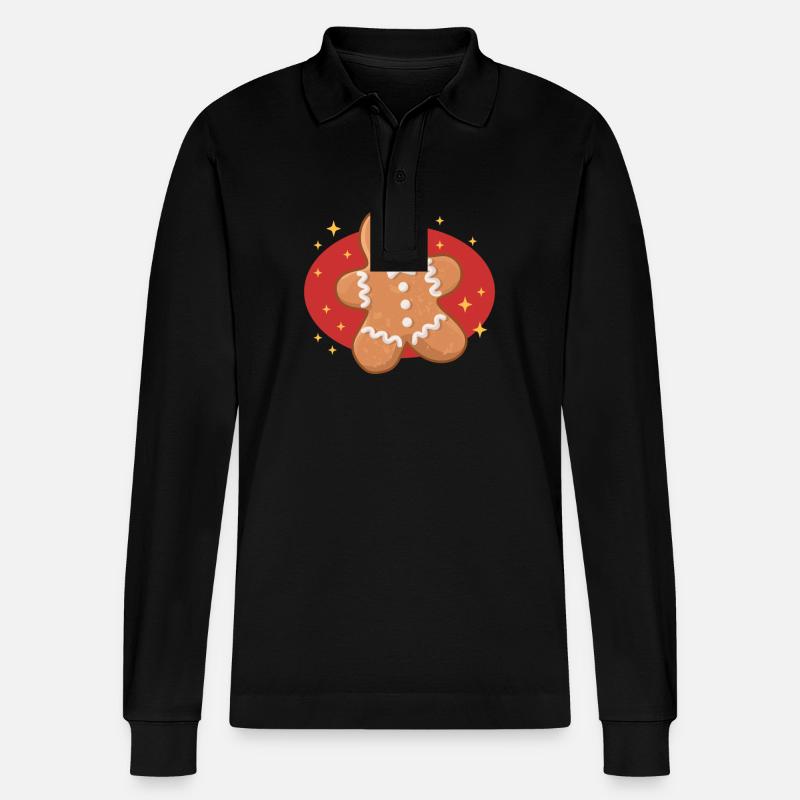 Lebkuchenmann Lebkuchen Lebkuchenmänner Geschenk - Stanley/Stella Unisex Bio-Langarm-Poloshirt Prepster - Schwarz