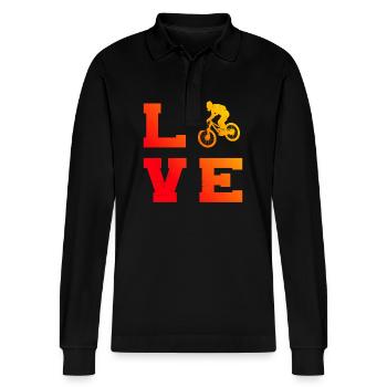 Women's MTB Men Cycling Cycling Mountain Bikers - Stanley/Stella Organic Unisex Long-Sleeved Polo Shirt Prepster - black - Front - Anna (173cm) & Nico (186cm)