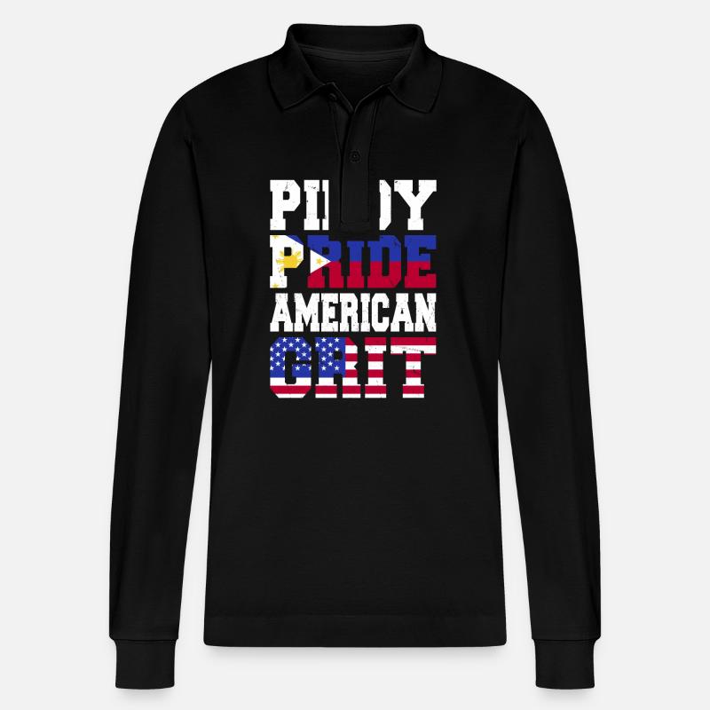 Pinoy Pride Courage Américain - Polo à manches longues bio PREPSTER Stanley/Stella Unisexe - noir