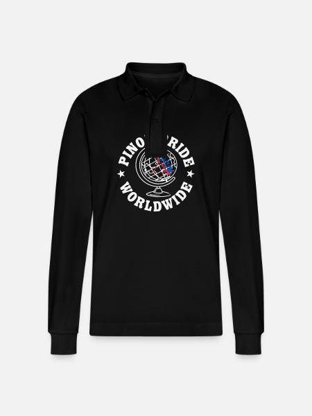 Filipino Pride Gift Idea - Stanley/Stella Organic Unisex Long-Sleeved Polo Shirt Prepster - black