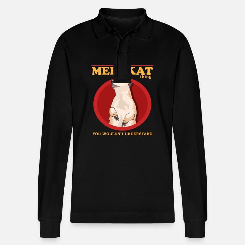 Erdmännchen Lustiges Erdmännchen Geschenk - Stanley/Stella Unisex Bio-Langarm-Poloshirt Prepster - Schwarz