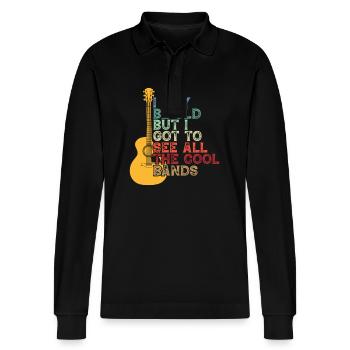 Ich mag alt sein, aber ich habe all die coolen Bands gesehen - Stanley/Stella Unisex Bio-Langarm-Poloshirt Prepster - Schwarz - Vorne - Anna (173cm) & Nico (186cm)