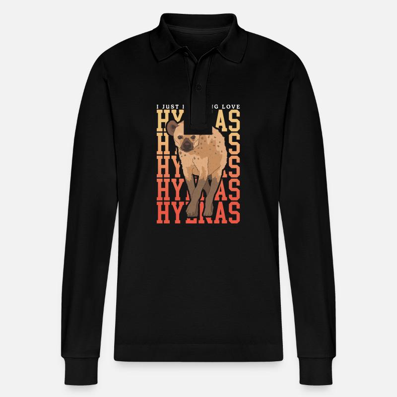 Hyäne Hyänen Tüpfelhyäne Geschenk - Stanley/Stella Unisex Bio-Langarm-Poloshirt Prepster - Schwarz