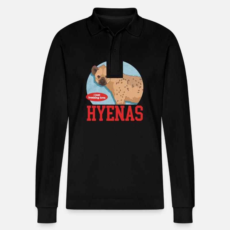 Hyäne Tüpfelhyäne Hyänen Geschenk - Stanley/Stella Unisex Bio-Langarm-Poloshirt Prepster - Schwarz