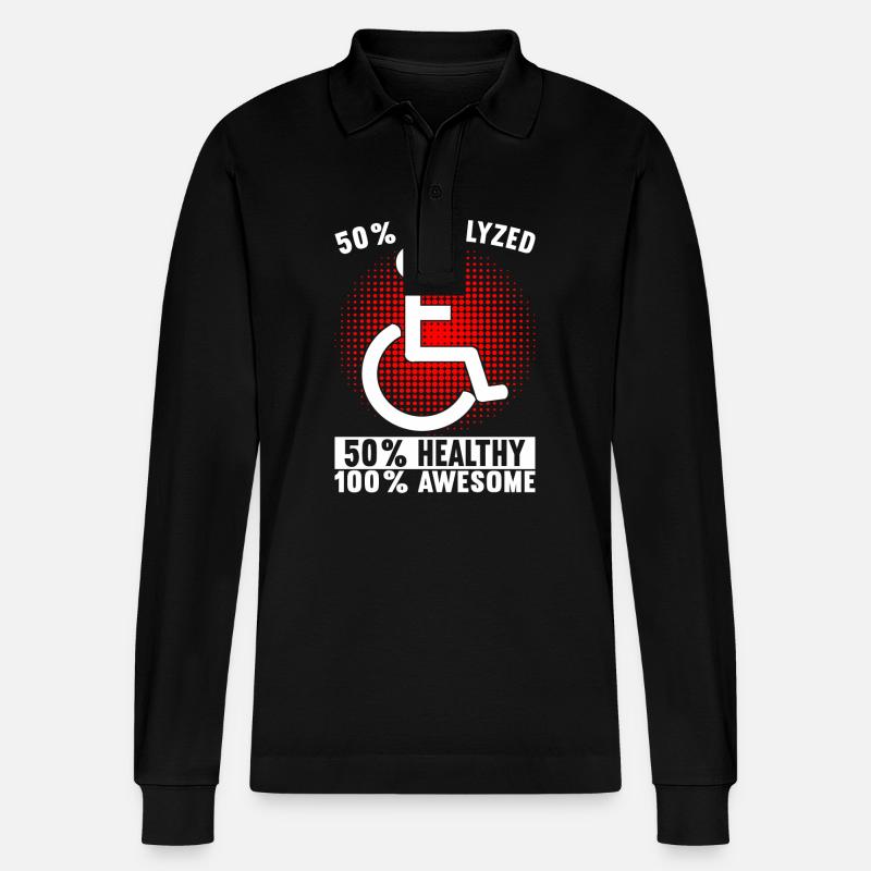 Rollstuhlfahrer Rollstuhl - Stanley/Stella Unisex Bio-Langarm-Poloshirt Prepster - Schwarz