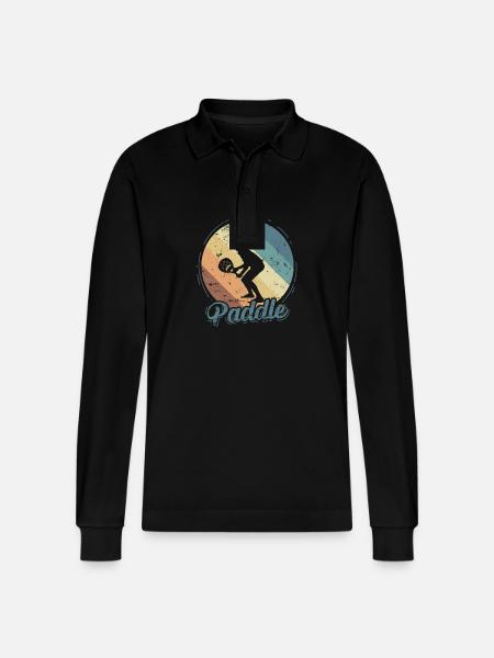 Paddle Player Padel Tennis - Stanley/Stella Organic Unisex Long-Sleeved Polo Shirt Prepster - black