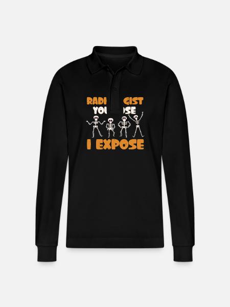 Radiology You Pose I Expose - Stanley/Stella Organic Unisex Long-Sleeved Polo Shirt Prepster - black