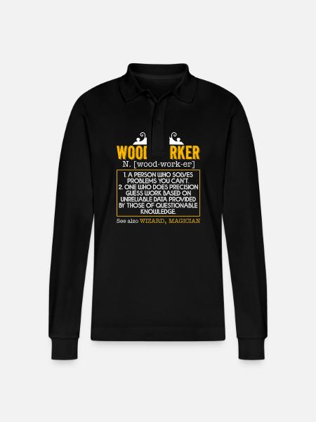 Woodworker Woodworker Definition - Stanley/Stella Organic Unisex Long-Sleeved Polo Shirt Prepster - black