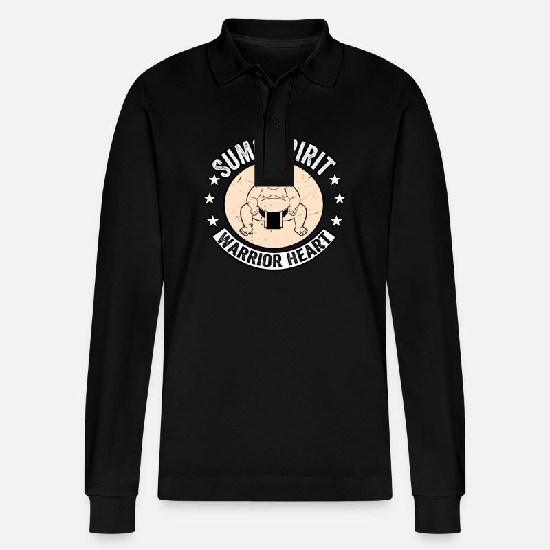 Sumo-Geist-Krieger-Herz - Stanley/Stella Unisex Bio-Langarm-Poloshirt Prepster - Schwarz