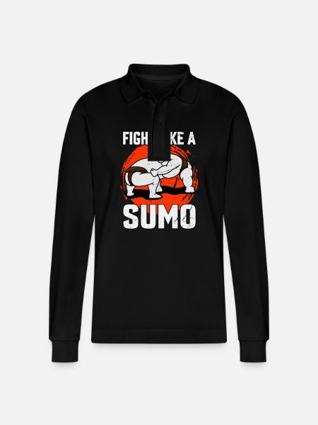 Fight like a Sumo - Stanley/Stella Organic Unisex Long-Sleeved Polo Shirt Prepster - black