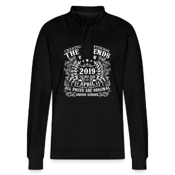 April 2019 Anniversary 2019 April Year - Stanley/Stella Organic Unisex Long-Sleeved Polo Shirt Prepster - black - Front - Anna (173cm) & Nico (186cm)