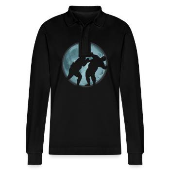 Sumo - Stanley/Stella Organic Unisex Long-Sleeved Polo Shirt Prepster - black - Front - Anna (173cm) & Nico (186cm)