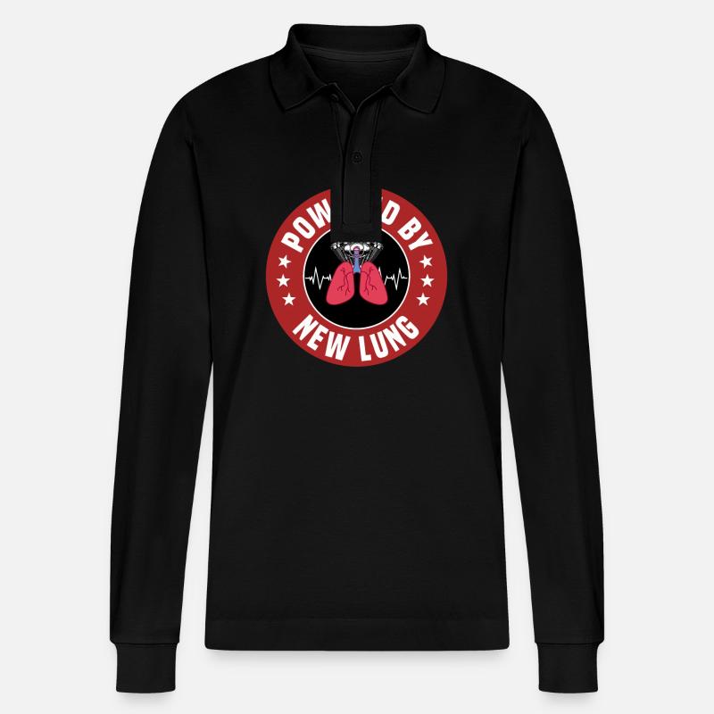 Lungen Transplantation Geschenk - Stanley/Stella Unisex Bio-Langarm-Poloshirt Prepster - Schwarz