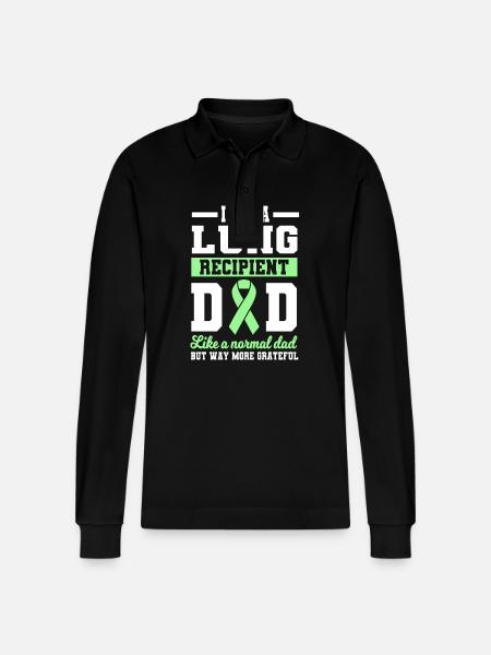 Lung transplant dad - Stanley/Stella Organic Unisex Long-Sleeved Polo Shirt Prepster - black