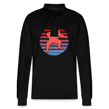 Sumo - Stanley/Stella Organic Unisex Long-Sleeved Polo Shirt Prepster - black - Front - Anna (173cm) & Nico (186cm)