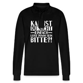 Can't you just be quietly stupid - Stanley/Stella Organic Unisex Long-Sleeved Polo Shirt Prepster - black - Front - Anna (173cm) & Nico (186cm)