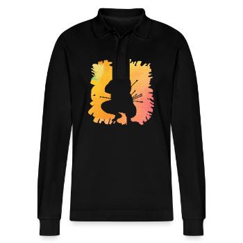 Sumo - Stanley/Stella Organic Unisex Long-Sleeved Polo Shirt Prepster - black - Front - Anna (173cm) & Nico (186cm)