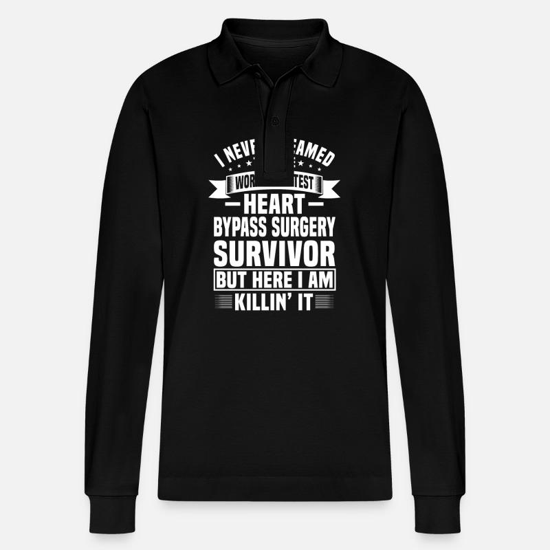Bypass-Operation Humor Shirt - Stanley/Stella Unisex Bio-Langarm-Poloshirt Prepster - Schwarz