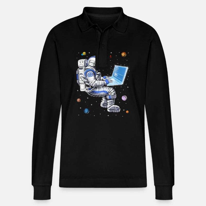 Programmeur astronaute de l’espace - Polo à manches longues bio PREPSTER Stanley/Stella Unisexe - noir