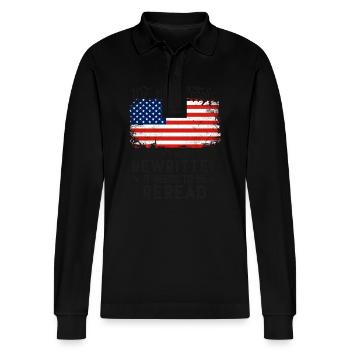Patriot : La Constitution du drapeau américain des États-Unis doit - Polo à manches longues bio PREPSTER Stanley/Stella Unisexe - noir - Devant - Anna (173cm) & Nico (186cm)