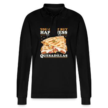 Quesadilla Tortilla Quesadillas Gift - Stanley/Stella Organic Unisex Long-Sleeved Polo Shirt Prepster - black - Front - Anna (173cm) & Nico (186cm)