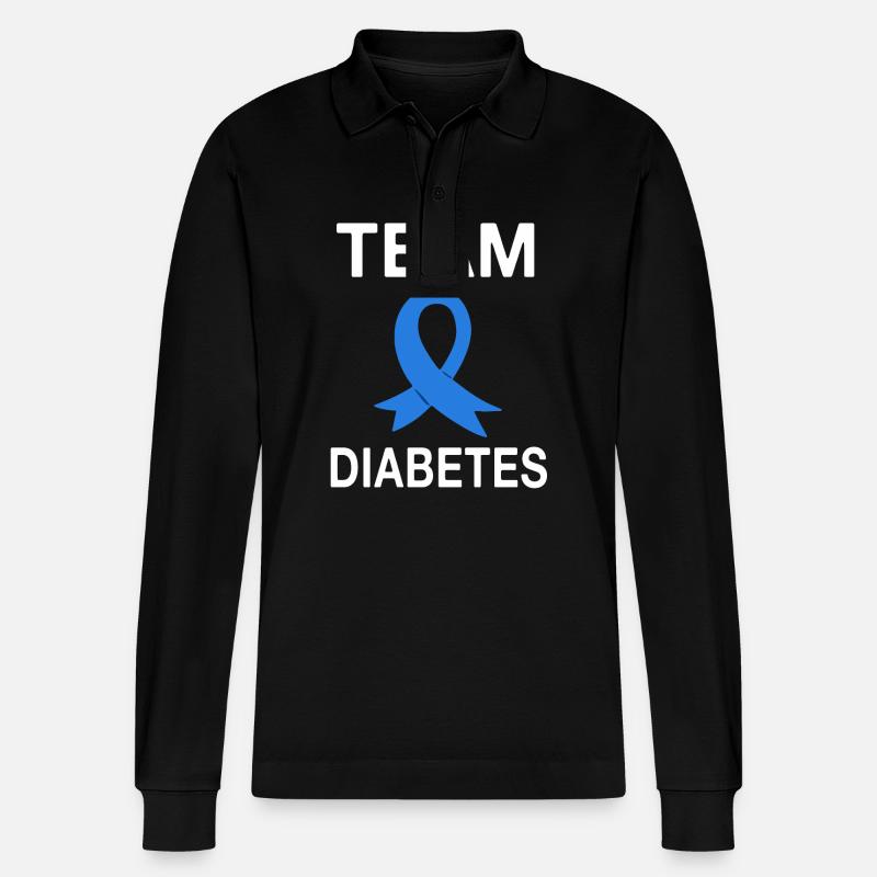 Team Diabetes - Stanley/Stella Unisex Bio-Langarm-Poloshirt Prepster - Schwarz