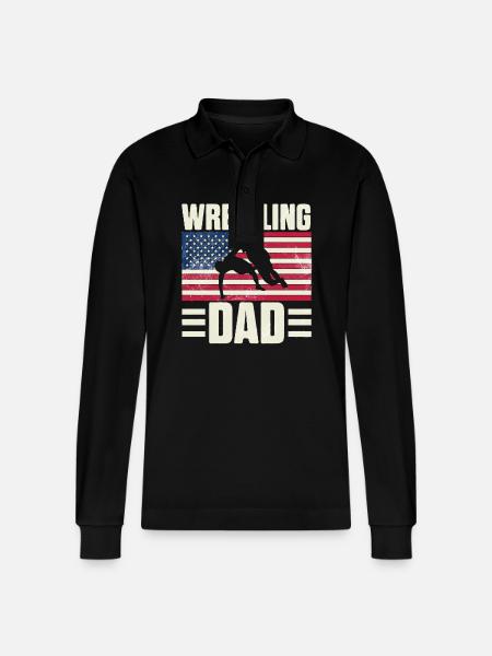 Wrestling Dad - Stanley/Stella Organic Unisex Long-Sleeved Polo Shirt Prepster - black