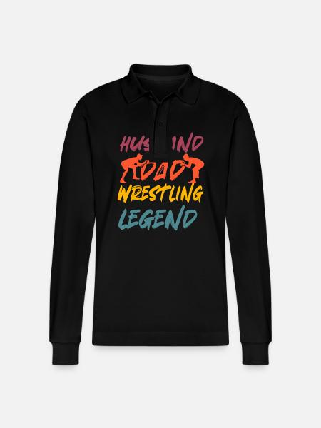 Ehemann, Vater, Wrestling-Legende - Stanley/Stella Unisex Bio-Langarm-Poloshirt Prepster - Schwarz