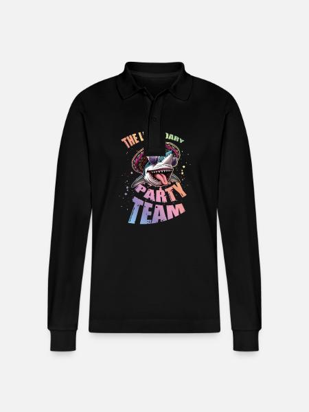 Party Team Shark Legendary - Stanley/Stella Organic Unisex Long-Sleeved Polo Shirt Prepster - black
