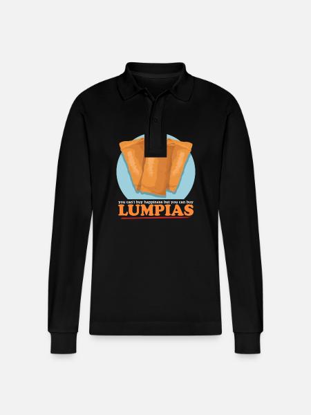Lumpia Spring Rolls Loempia Gift - Stanley/Stella Organic Unisex Long-Sleeved Polo Shirt Prepster - black