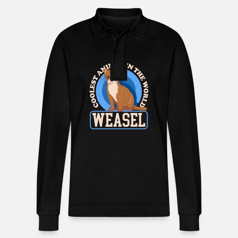 Weasel Mouse Weasel Hermännchen Gift - Stanley/Stella Organic Unisex Long-Sleeved Polo Shirt Prepster - black